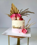Countryside Affair – Rustic Floral Cake with Golden Accents